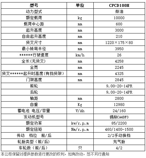 H系列10吨内燃平衡重叉车c